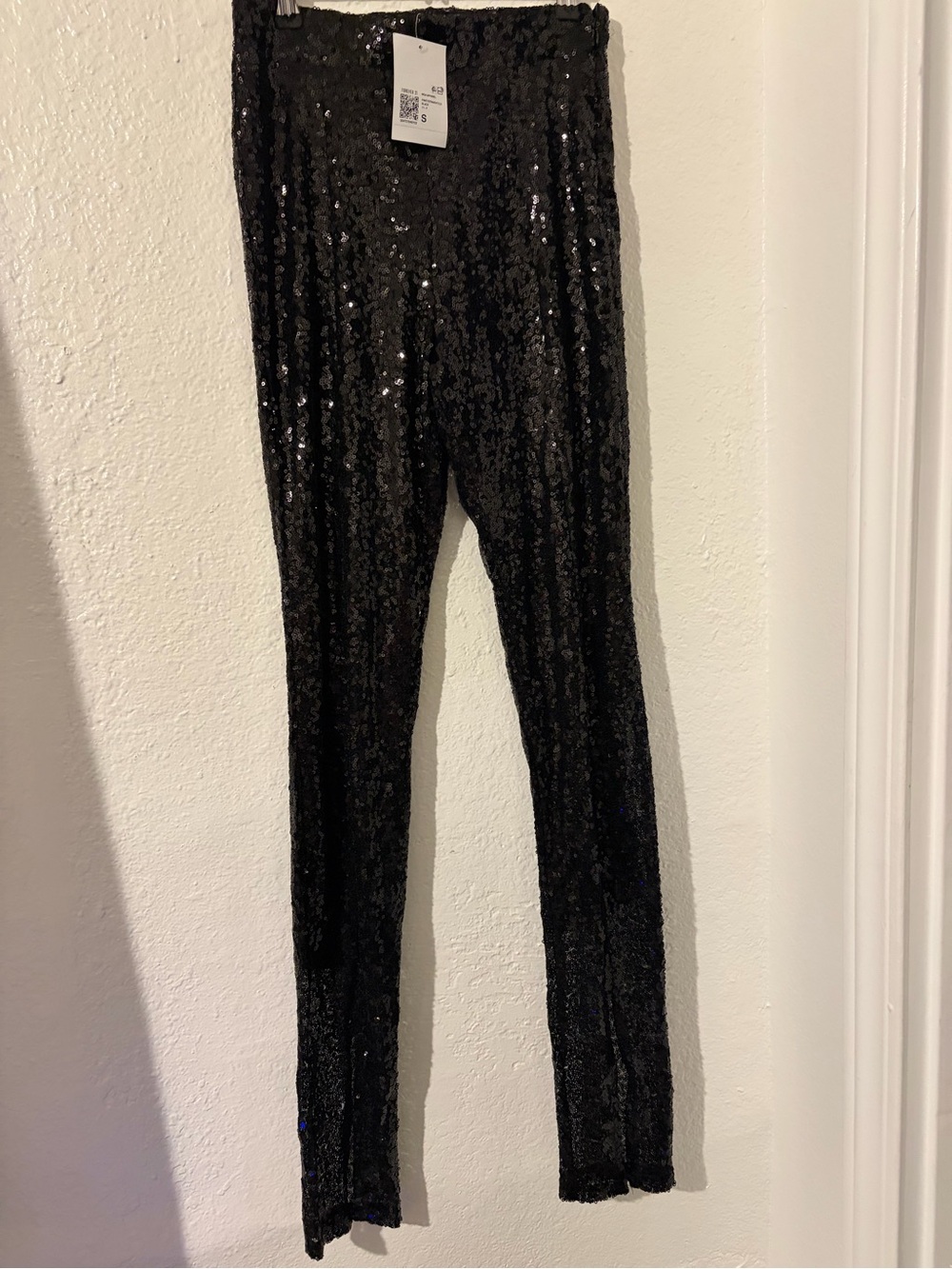 High waisted  Black Sequin Leggings - Sparkle Stretch Bottoms